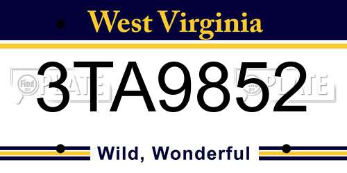 3TA9852 West Virginia License Plate