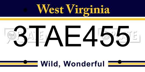 3TAE455 West Virginia License Plate