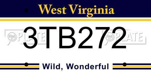 3TB272 West Virginia License Plate