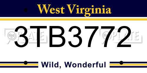 3TB3772 West Virginia License Plate