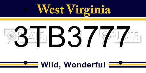 3TB3777 West Virginia License Plate