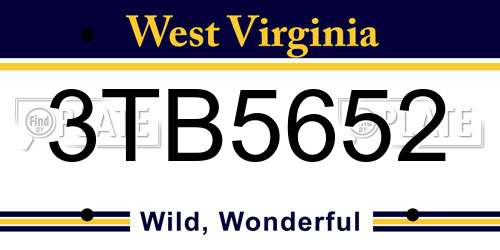 3TB5652 West Virginia License Plate