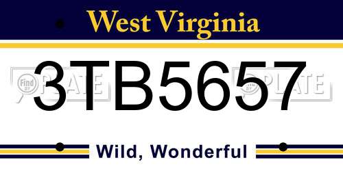 3TB5657 West Virginia License Plate