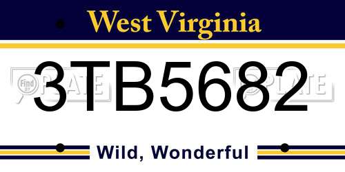 3TB5682 West Virginia License Plate