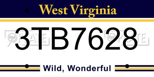 3TB7628 West Virginia License Plate