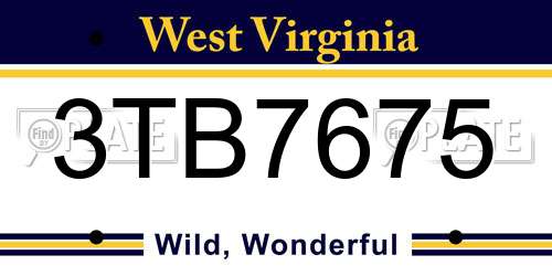 3TB7675 West Virginia License Plate