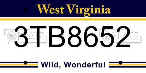 3TB8652 West Virginia License Plate