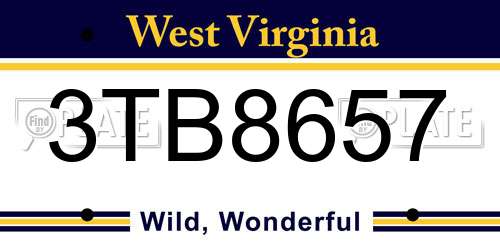 3TB8657 West Virginia License Plate