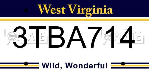 3TBA714 West Virginia License Plate