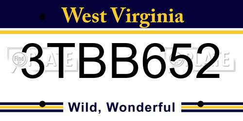 3TBB652 West Virginia License Plate
