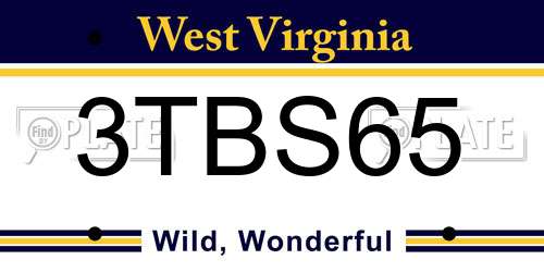3TBS65 West Virginia License Plate