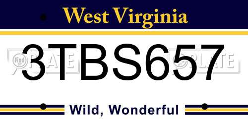 3TBS657 West Virginia License Plate