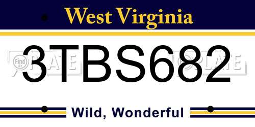 3TBS682 West Virginia License Plate