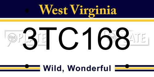 3TC168 West Virginia License Plate