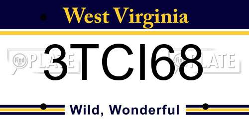 3TCI68 West Virginia License Plate