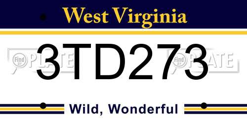 3TD273 West Virginia License Plate