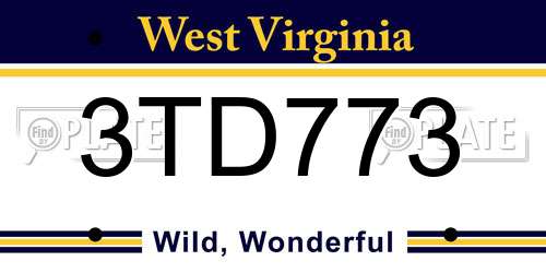 3TD773 West Virginia License Plate