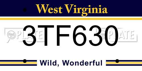 3TF630 West Virginia License Plate