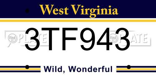 3TF943 West Virginia License Plate