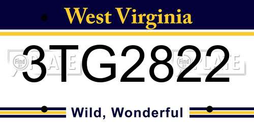 3TG2822 West Virginia License Plate