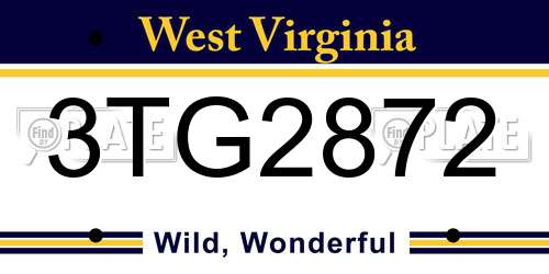 3TG2872 West Virginia License Plate