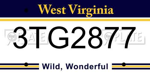 3TG2877 West Virginia License Plate
