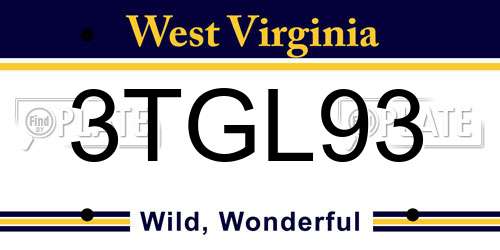3TGL93 West Virginia License Plate