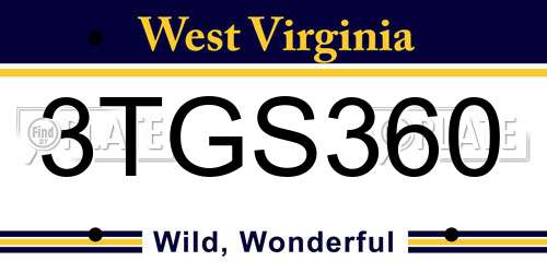 3TGS360 West Virginia License Plate