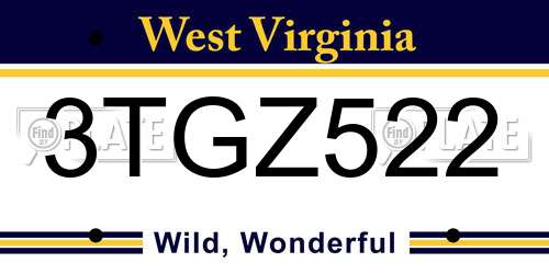 3TGZ522 West Virginia License Plate