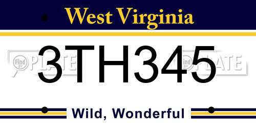 3TH345 West Virginia License Plate