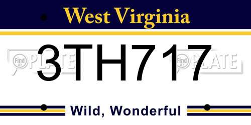 3TH717 West Virginia License Plate