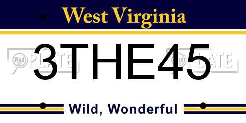 3THE45 West Virginia License Plate