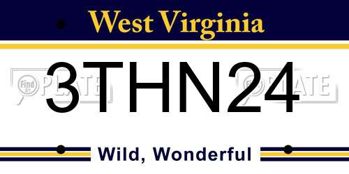 3THN24 West Virginia License Plate