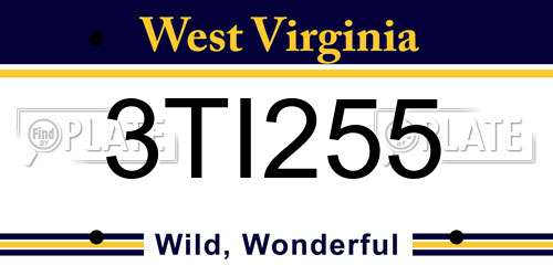 3TI255 West Virginia License Plate