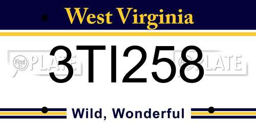 3TI258 West Virginia License Plate