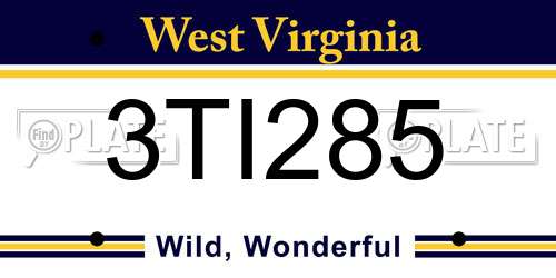 3TI285 West Virginia License Plate