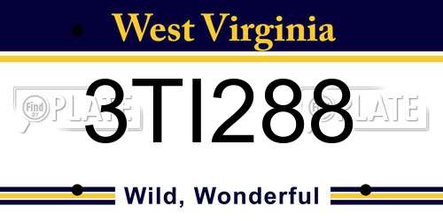 3TI288 West Virginia License Plate