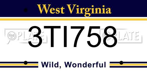 3TI758 West Virginia License Plate