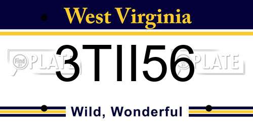 3TII56 West Virginia License Plate