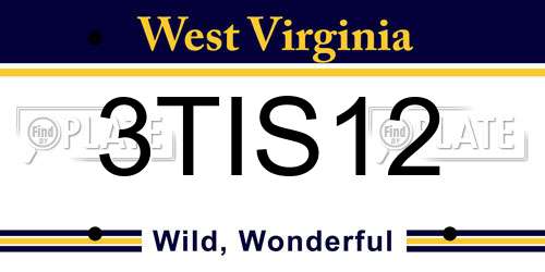 3TIS12 West Virginia License Plate