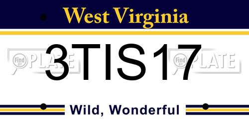 3TIS17 West Virginia License Plate