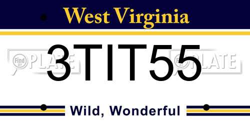 3TIT55 West Virginia License Plate