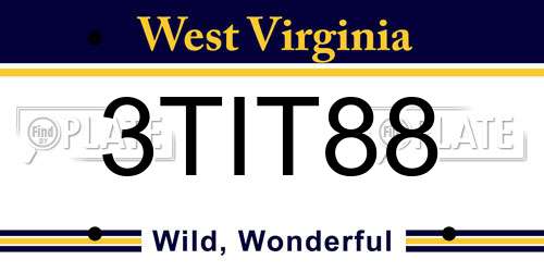 3TIT88 West Virginia License Plate