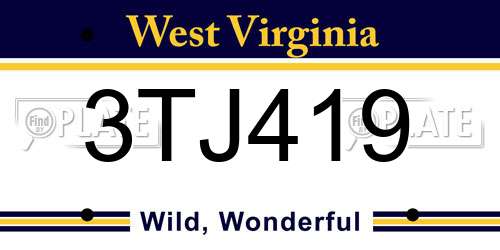 3TJ419 West Virginia License Plate