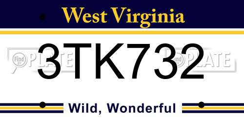 3TK732 West Virginia License Plate