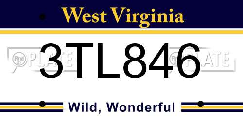3TL846 West Virginia License Plate