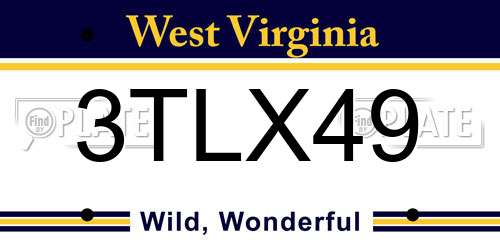 3TLX49 West Virginia License Plate