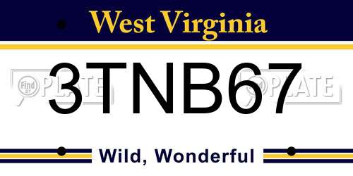 3TNB67 West Virginia License Plate