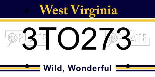 3TO273 West Virginia License Plate