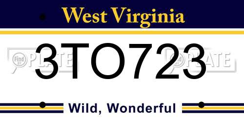3TO723 West Virginia License Plate